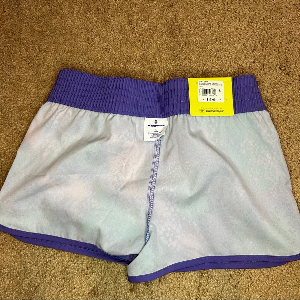 O’rageous Girls Swim Shorts Large Purple Snake NWT‎